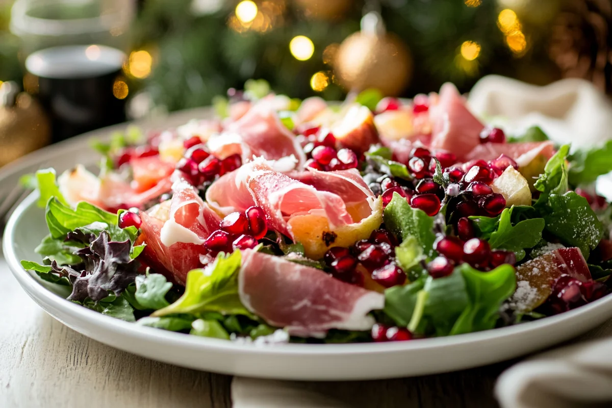 Festive Holiday Salad with seasonal vegetables and fruits.