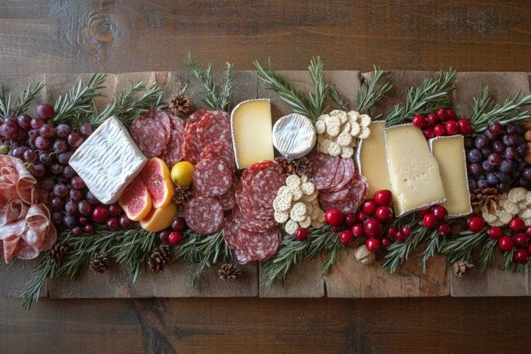 Create Christmas charcuterie board with festive treats.