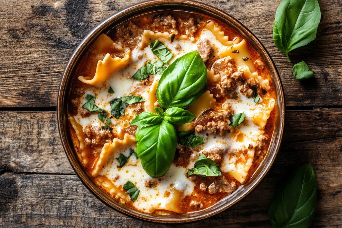 A hearty bowl of lasagna soup; how many calories in lasagna soup?