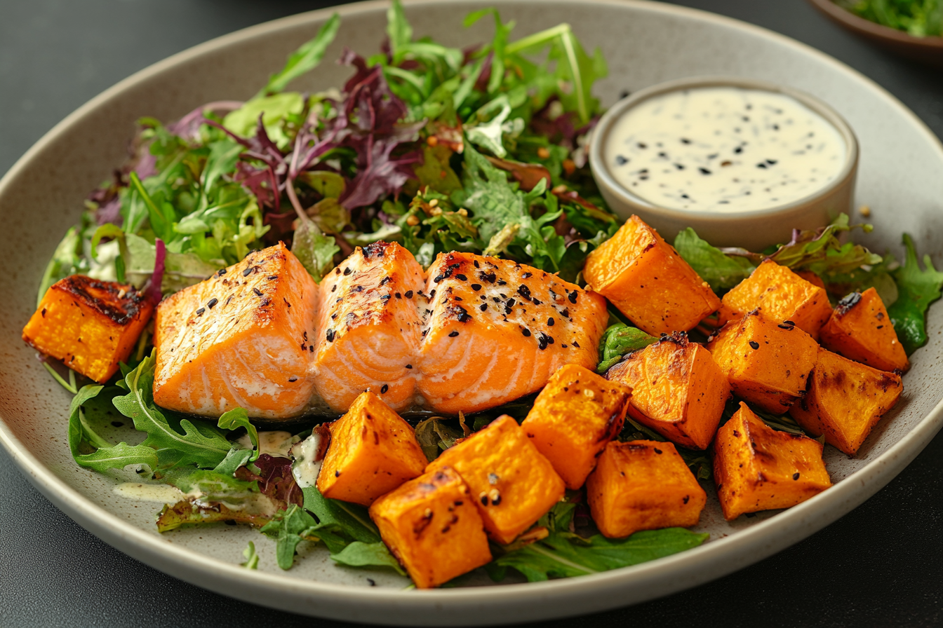 Delicious side dishes shown for what pairs nicely with salmon?