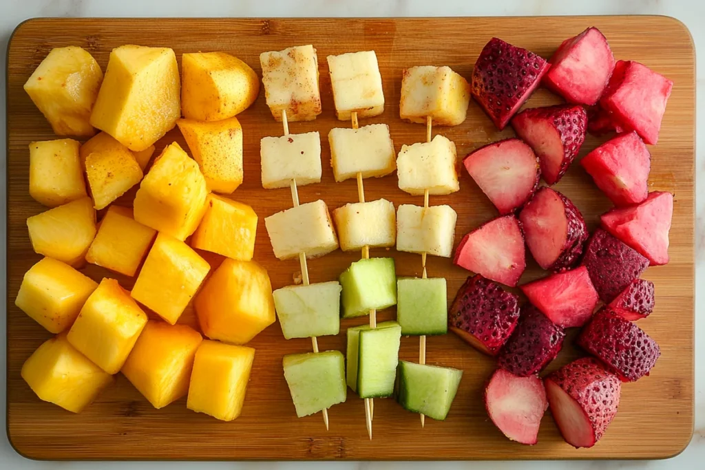 Colorful assortment of Best Fruits for Kabobs.