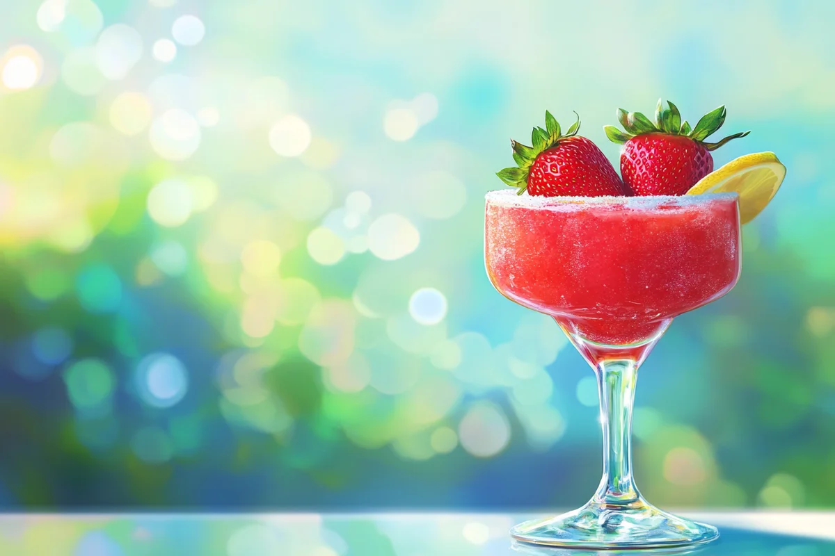 Strawberry daiquiri cocktail mix with fresh strawberries