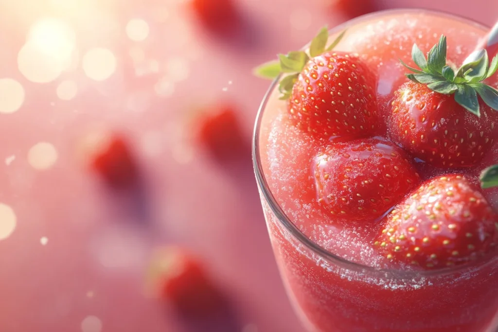 Strawberry daiquiri cocktail mix with fresh strawberries