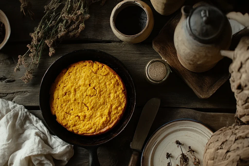 Delicious sweet potato cornbread fresh out of the oven.