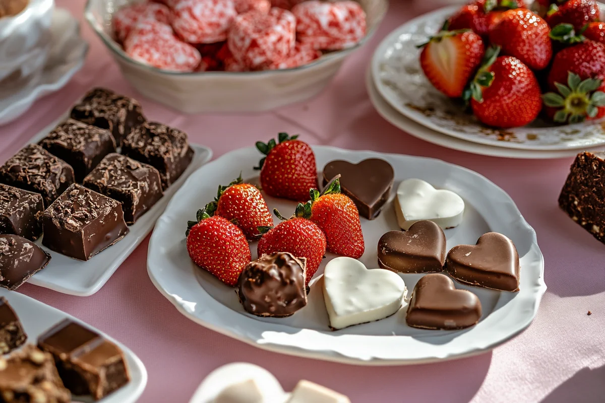 Decadent valentine's day chocolate recipe assortment on a platter.