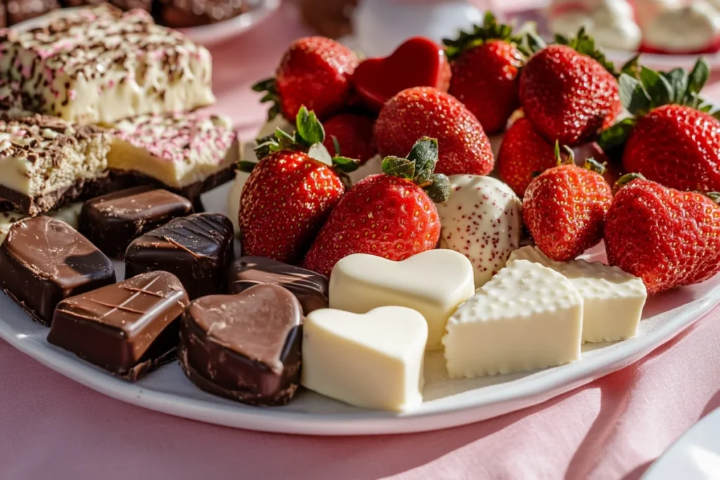 Decadent valentine's day chocolate recipe assortment on a platter.