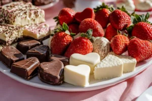 Decadent valentine's day chocolate recipe assortment on a platter.