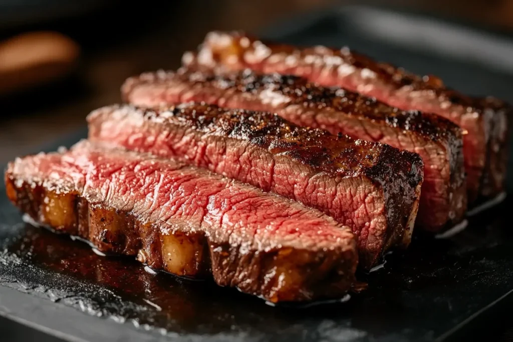 Delicious prime rib by the pounds ready to serve.